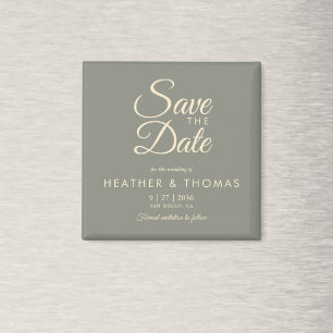 Eleganter Salbeigrün Gelber Save The Date Magnet