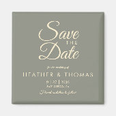Eleganter Salbeigrün Gelber Save The Date Magnet (Vorne)