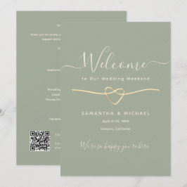 Eleganter Salbeigrüner Hochzeitswochenende-Willkom Einladung