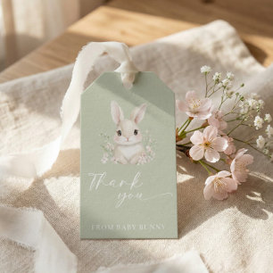 Eleganter Salbeigrüner Kleiner Hase Dankeschön  Geschenkanhänger
