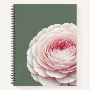 Eleganter Salbeigrüner Rosa Floral Botanisch Notizblock