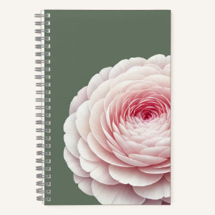 Eleganter Salbeigrüner Rosa Floral Botanisch Notizblock
