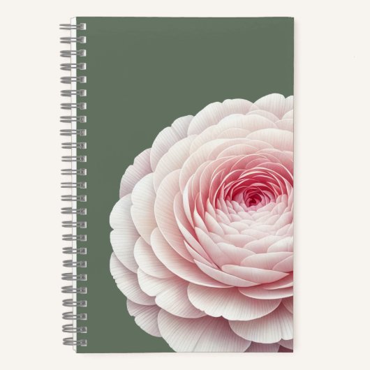 Eleganter Salbeigrüner Rosa Floral Botanisch Notizblock (Vorderseite)