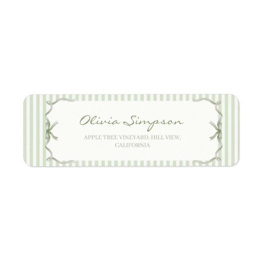 Eleganter Salbeigrüner Streifen Hochzeitsadresse (Vorne)