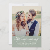 Eleganter Salmon Script Wedding Foto Empfang Einladung (Vorderseite)