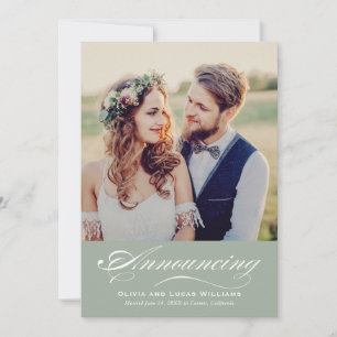 Eleganter Salmon Script Wedding Foto Empfang Einladung