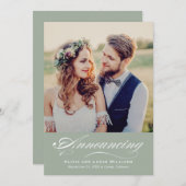 Eleganter Salmon Script Wedding Foto Empfang Einladung (Vorne/Hinten)