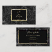 Eleganter Salon aus schwarzem Marmor Visitenkarte (Vorne/Hinten)