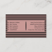 Eleganter Salon der Toskana Rosa und Schwarzer Str Visitenkarte (Rückseite)