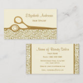 Eleganter Salon Gold und Ivory Paisley Visitenkarte (Vorne/Hinten)