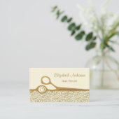 Eleganter Salon Gold und Ivory Paisley Visitenkarte (Stehend Vorderseite)