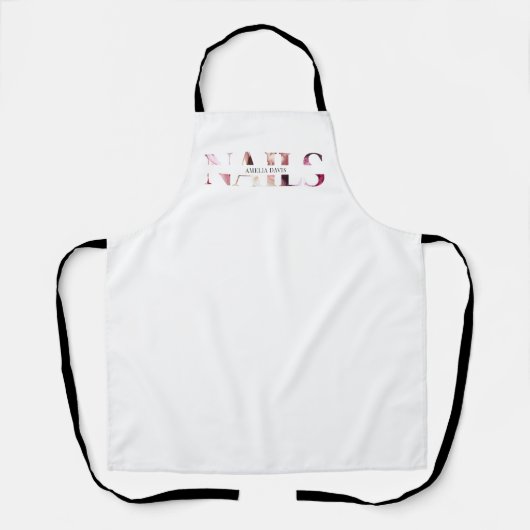 Eleganter Salon mit weißer und rosafarbener Nagelk Schürze (Vorderseite)