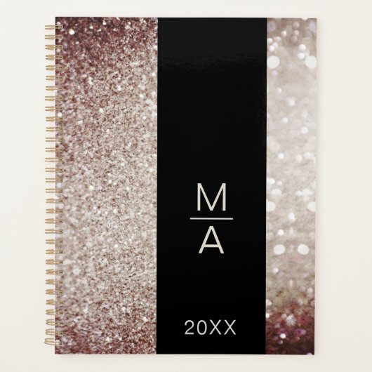 Eleganter Salon Monogram Glitzer Planner Planer (Vorderseite)