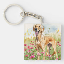 Eleganter Saluki-Hund Wasserfarben-Kunst-Druck-Dek