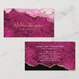 Eleganter Samt Magenta Rosa Marmor Achat Geode Visitenkarte