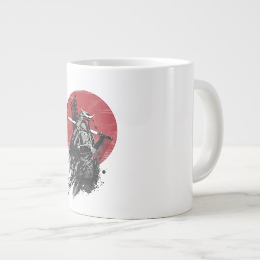 Eleganter Samurai Spirit: Traditionelle Kunst & Mo Jumbo-Tasse (Vorderseite Rechts)