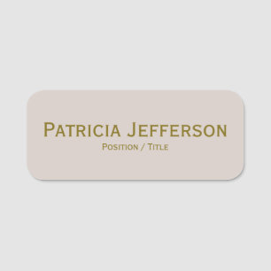 Eleganter Sand Gray & Gold Text: Moderner Beruflic Namensschild