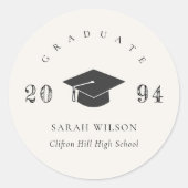 Eleganter sauberer Minimal Einfaches Abschluss Runder Aufkleber (Vorderseite)