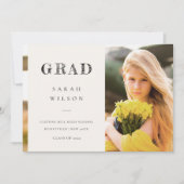 Eleganter Sauberer Minimaler Clean Foto Abschluss Einladung (Vorderseite)