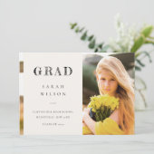 Eleganter Sauberer Minimaler Clean Foto Abschluss Einladung (Stehend Vorderseite)