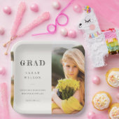 Eleganter Sauberer Minimaler Clean Foto Abschluss Pappteller (Party)