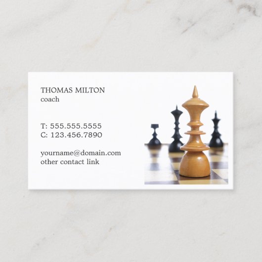 Eleganter sauberer Schachtrainer Visitenkarte (Vorderseite)