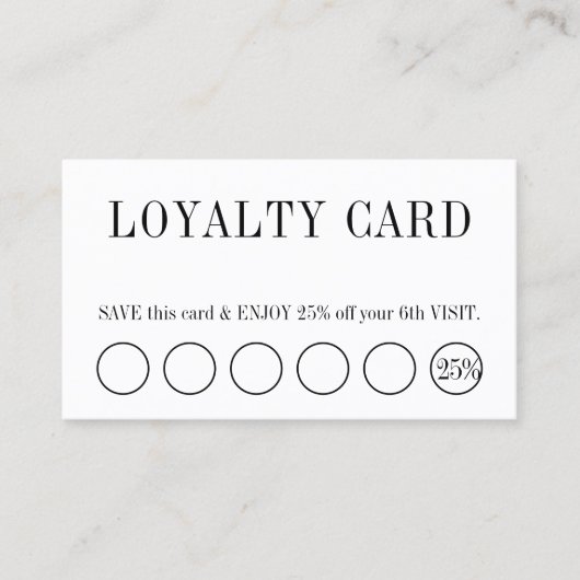 Eleganter sauberer Schwarz-Weiß-Salon 5+1 Treuekarte (Vorderseite)