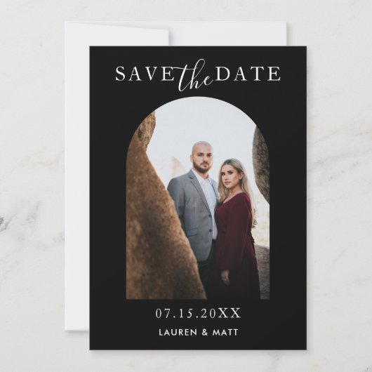 Eleganter Save the Date Foto-Bogenrahmen einfach (Vorderseite)