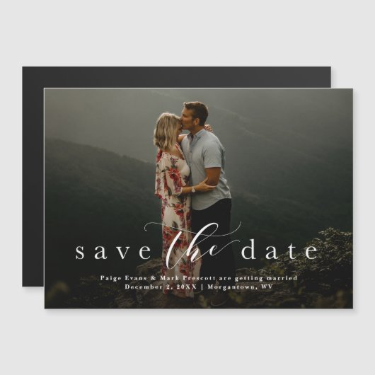 Eleganter Save the Date Foto-Magnet Magneteinladung (Vorne/Hinten)