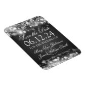 Eleganter Save the Date funkelnder Lichtsilber Magnet (Rechte Seite)