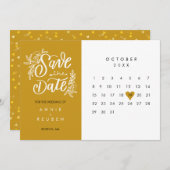 Eleganter Save the Date Kalender Gold Liebe Herz (Vorne/Hinten)