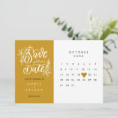 Eleganter Save the Date Kalender Gold Liebe Herz Einladung (Stehend Vorderseite)