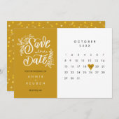 Eleganter Save the Date Kalender Gold Liebe Herz Einladung (Vorne/Hinten)