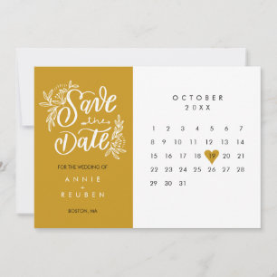 Eleganter Save-the-Date-Kalender Gold Liebe Herz Save The Date