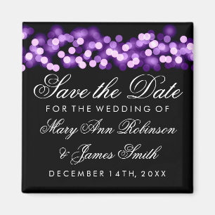 Eleganter Save the Date lila Hollywood-Zauber Magnet