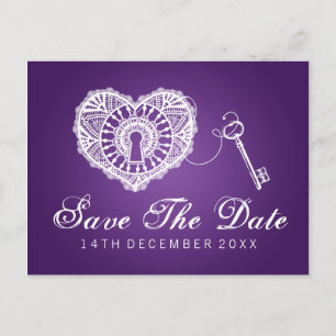 Eleganter Save the Date Schlüssel für mein Herz Li Ankündigungspostkarte