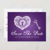 Eleganter Save the Date Schlüssel für mein Herz Li Ankündigungspostkarte (Vorne/Hinten)