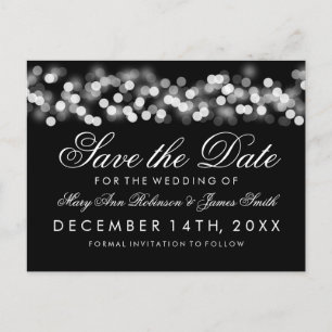 Eleganter Save the Date silberner Hollywood-Zauber Ankündigungspostkarte