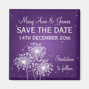 Eleganter Save the Date Sommer-Schein lila Magnet