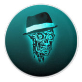 eleganter Schädel mit Hut, tadelloses (c) Keramikknauf (Vorderseite)