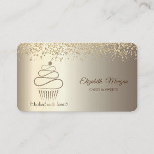 Eleganter Schick Glitter Gold Cupcake, Süßigkeiten Visitenkarte