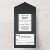 Eleganter schick Schwarz-Weiß rustikal extravagant All In One Einladung (Innen Boden)