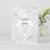 Eleganter, schick weißer grauer Marmor Einladung z (Stehend Vorderseite)
