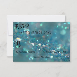 Eleganter schicke, blaue Glitzer-Hochzeitkarte für RSVP Karte