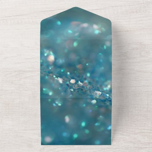 Eleganter schicker, blauer Glitzer Hochzeit All In One Einladung (Außenbereich)