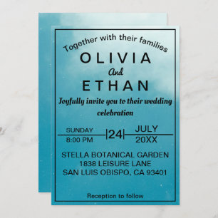 Eleganter, schicker blauer Himmel Einladung Hochze