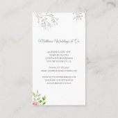 Eleganter schicker botanischer Hochzeitsplaner in  Visitenkarte (Rückseite)