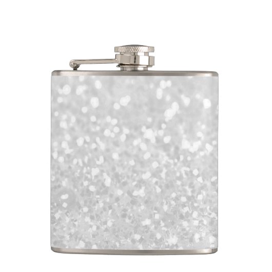 Eleganter, schicker Glamour Weißer falscher Glitte Flachmann (Vorderseite)