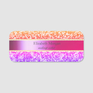 Eleganter schicker Glitzer, Streifen, Perlen Namensschild