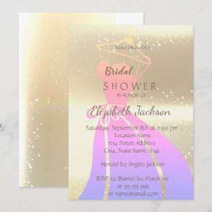 Eleganter, schicker Goldener Brautkleid Brautparty Einladung
